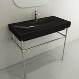 BOCCHI Scala 40" Rectangle Wallmount Fireclay Bathroom Sink, Black, Single Faucet Hole, 1079-005-0126