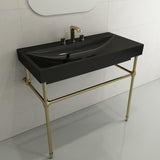 BOCCHI Scala 40" Rectangle Wallmount Fireclay Bathroom Sink, Black, 3 Faucet Hole, 1079-005-0127