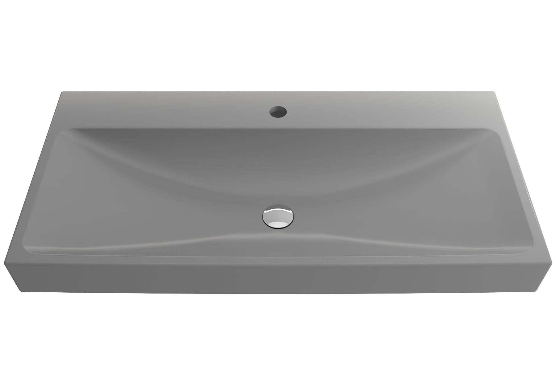BOCCHI Scala 40" Rectangle Wallmount Fireclay Bathroom Sink, Matte Gray, Single Faucet Hole, 1079-006-0126