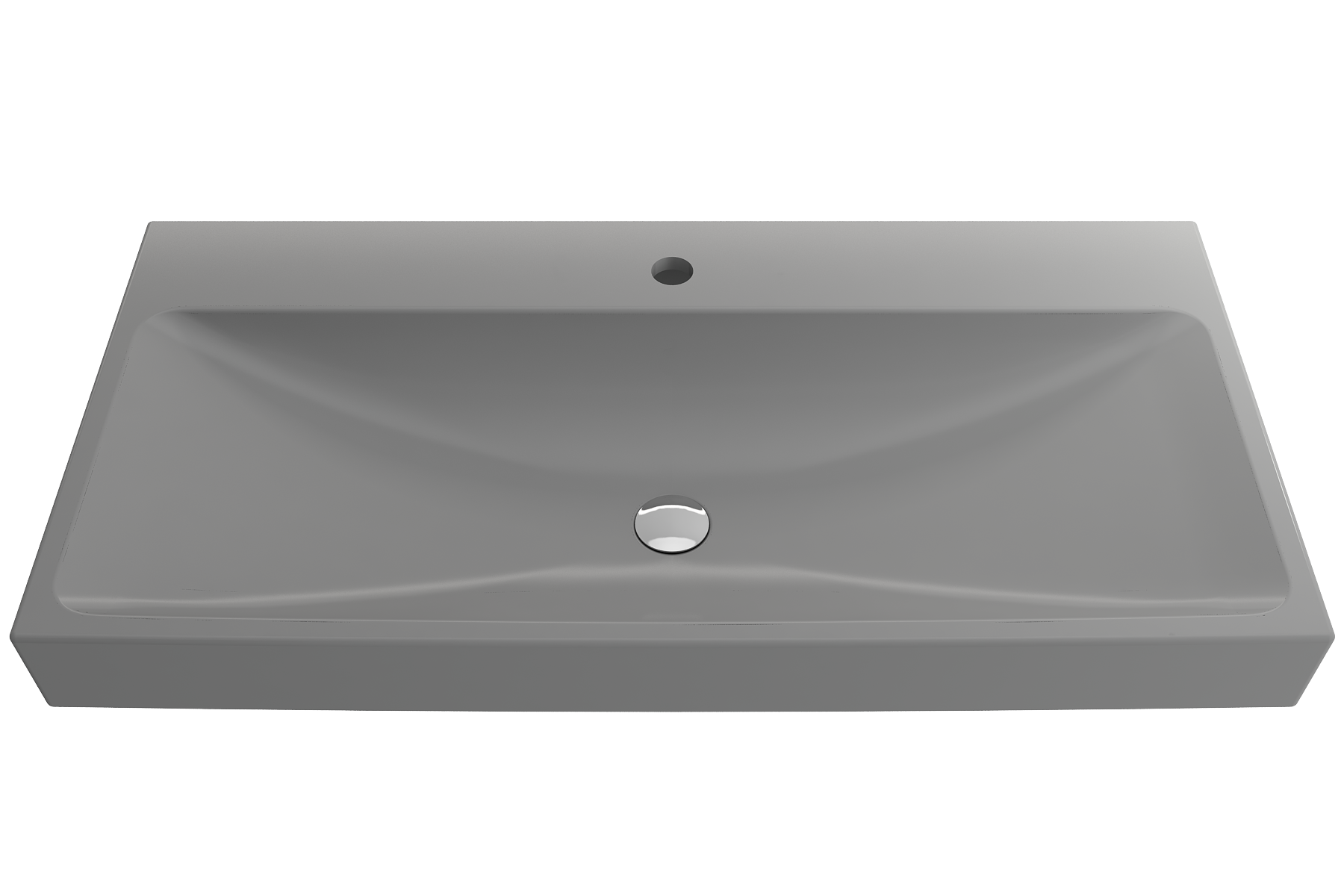 BOCCHI Scala 40" Rectangle Wallmount Fireclay Bathroom Sink, Matte Gray, Single Faucet Hole, 1079-006-0126