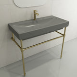 BOCCHI Scala 40" Rectangle Wallmount Fireclay Bathroom Sink, Matte Gray, Single Faucet Hole, 1079-006-0126