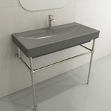 BOCCHI Scala 40" Rectangle Wallmount Fireclay Bathroom Sink, Matte Gray, Single Faucet Hole, 1079-006-0126