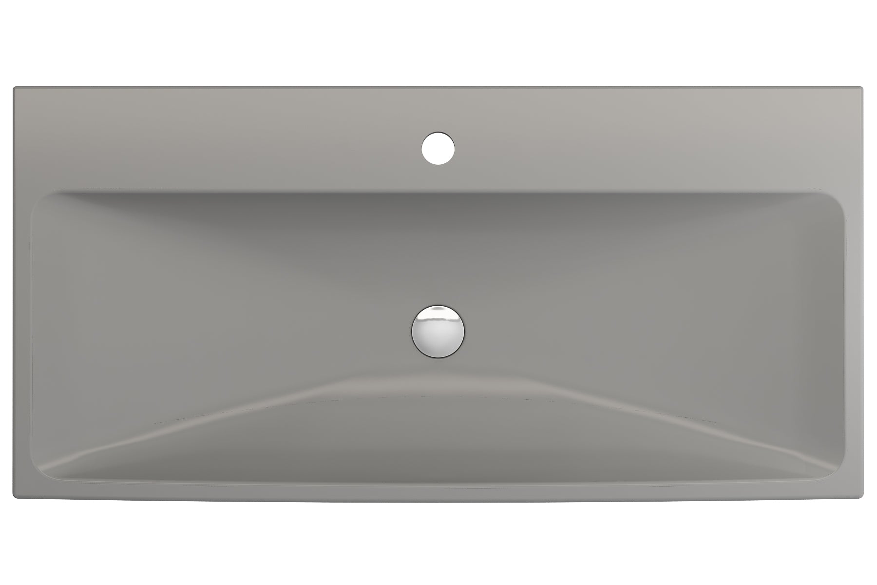 BOCCHI Scala 40" Rectangle Wallmount Fireclay Bathroom Sink, Matte Gray, Single Faucet Hole, 1079-006-0126