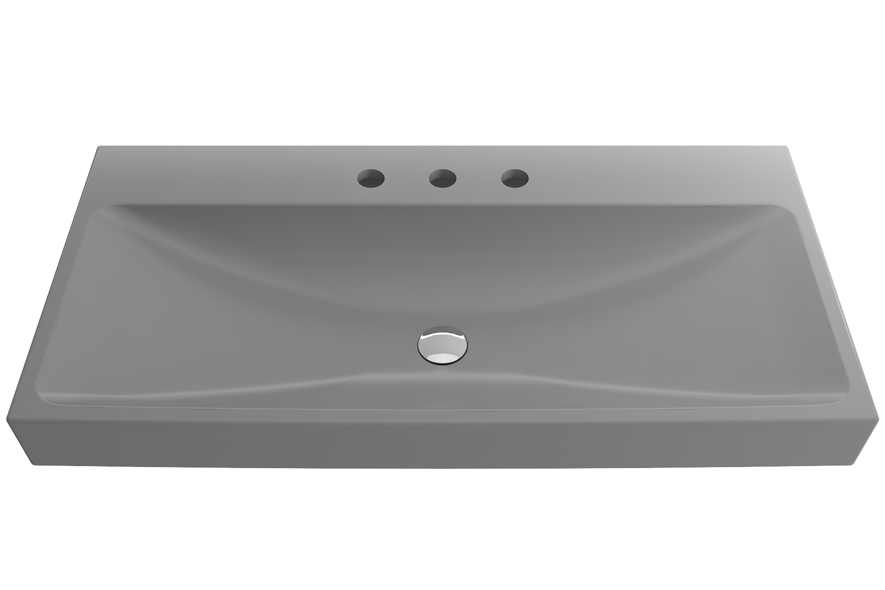 BOCCHI Scala 40" Rectangle Wallmount Fireclay Bathroom Sink, Matte Gray, 3 Faucet Hole, 1079-006-0127