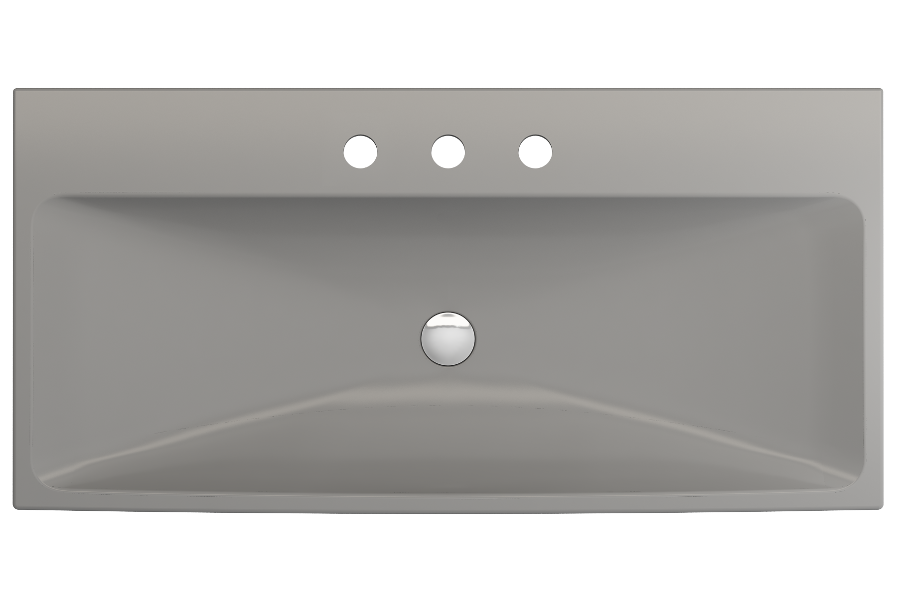 BOCCHI Scala 40" Rectangle Wallmount Fireclay Bathroom Sink, Matte Gray, 3 Faucet Hole, 1079-006-0127