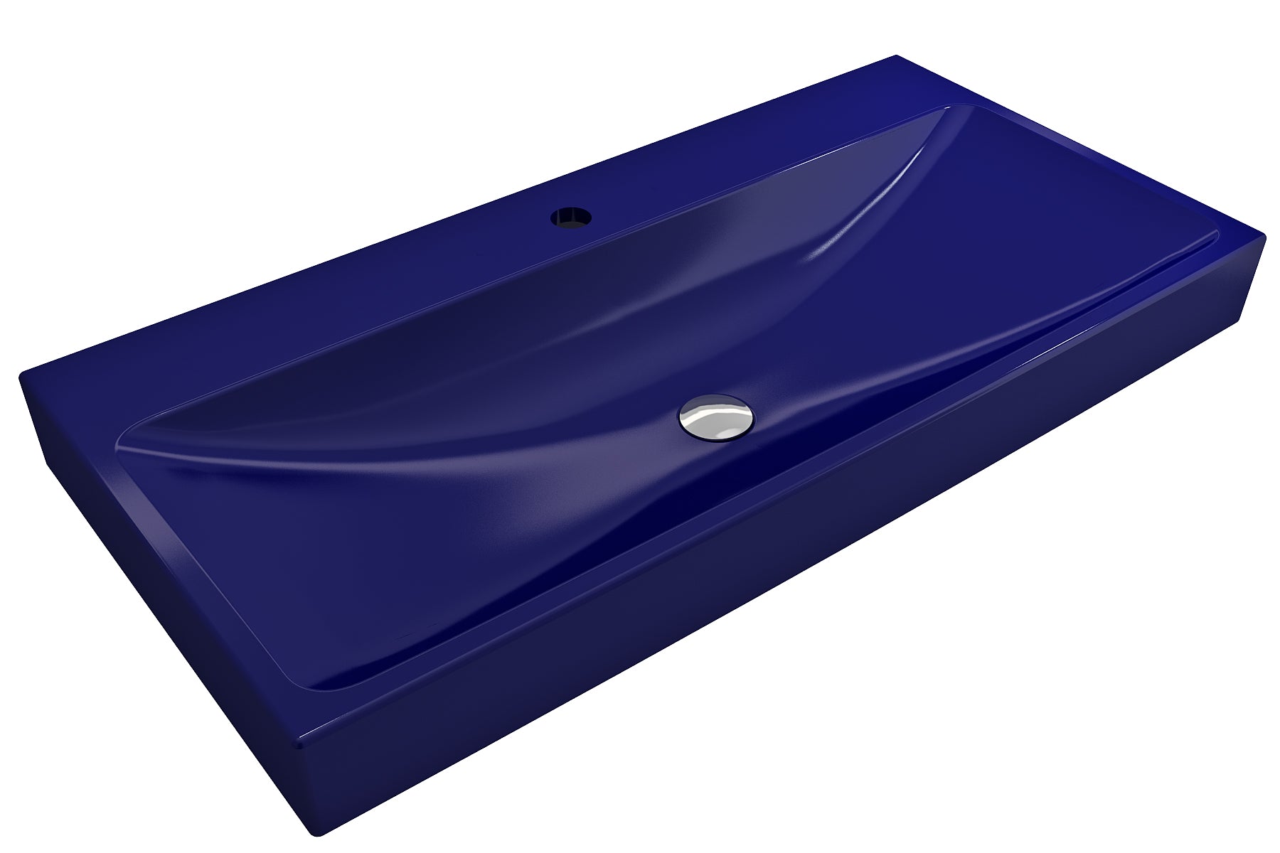 BOCCHI Scala 40" Rectangle Wallmount Fireclay Bathroom Sink, Sapphire Blue, Single Faucet Hole, 1079-010-0126