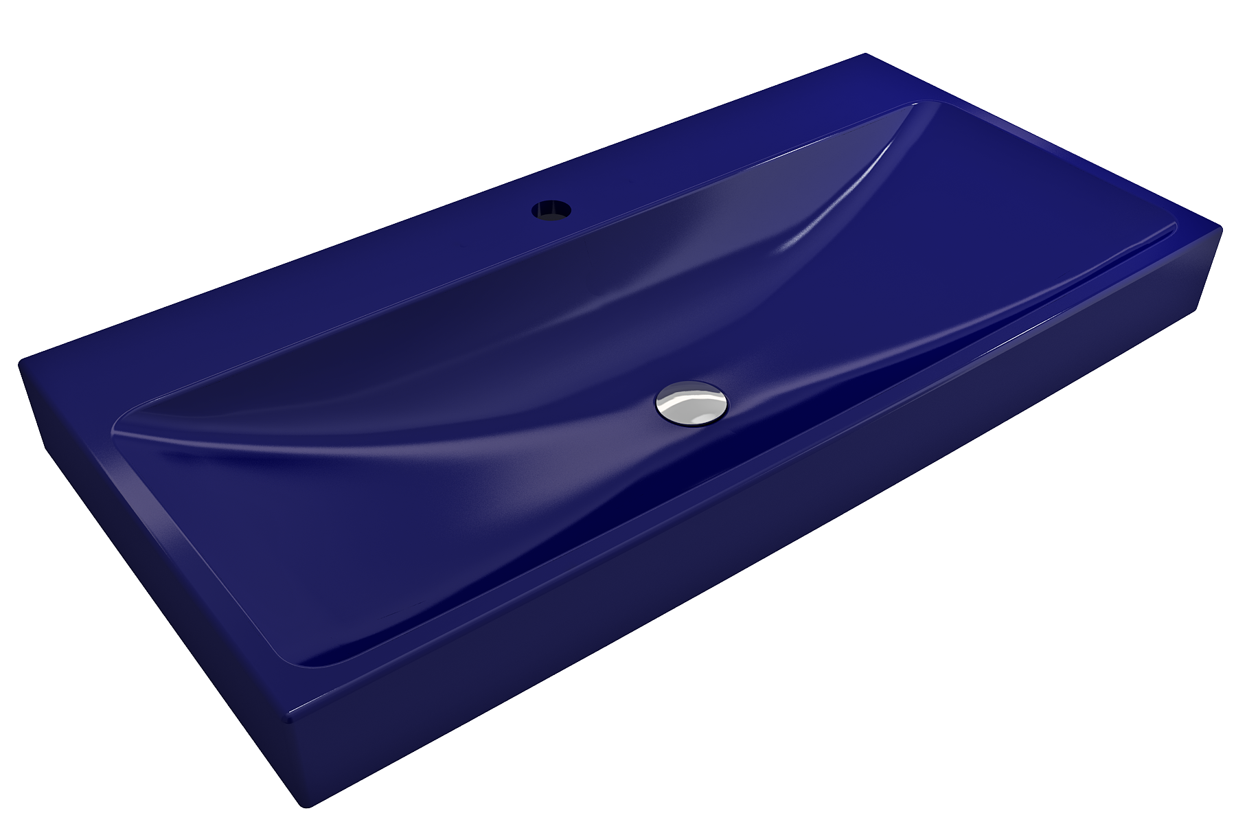 BOCCHI Scala 40" Rectangle Wallmount Fireclay Bathroom Sink, Sapphire Blue, Single Faucet Hole, 1079-010-0126