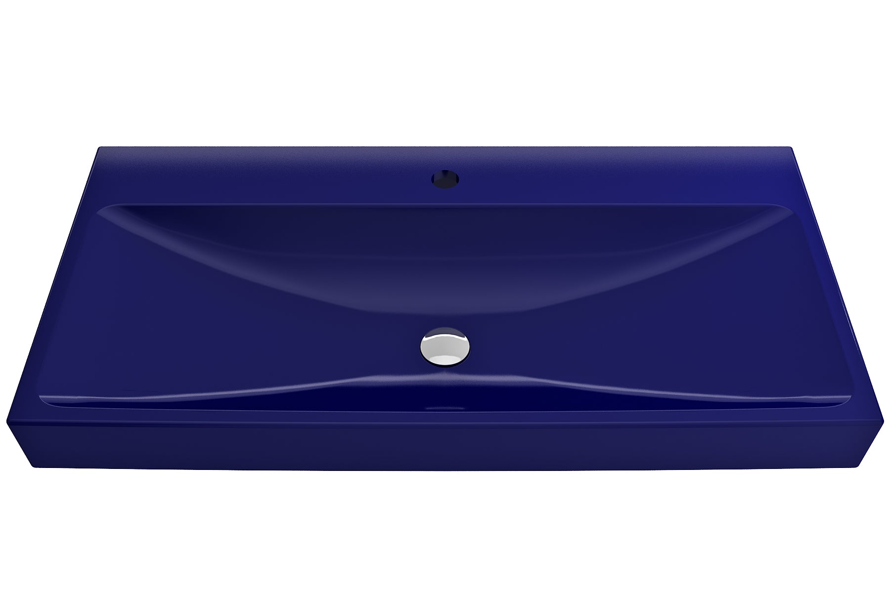 BOCCHI Scala 40" Rectangle Wallmount Fireclay Bathroom Sink, Sapphire Blue, Single Faucet Hole, 1079-010-0126
