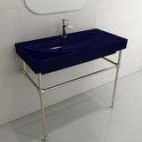 BOCCHI Scala 40" Rectangle Wallmount Fireclay Bathroom Sink, Sapphire Blue, Single Faucet Hole, 1079-010-0126