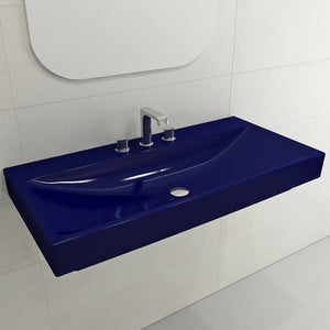 Alternate Image for BOCCHI Scala 40" Rectangle Wallmount Fireclay Bathroom Sink, Sapphire Blue, 3 Faucet Hole, 1079-010-0127