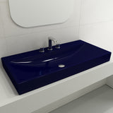 BOCCHI Scala 40" Rectangle Wallmount Fireclay Bathroom Sink, Sapphire Blue, 3 Faucet Hole, 1079-010-0127