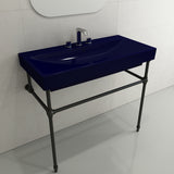 BOCCHI Scala 40" Rectangle Wallmount Fireclay Bathroom Sink, Sapphire Blue, 3 Faucet Hole, 1079-010-0127