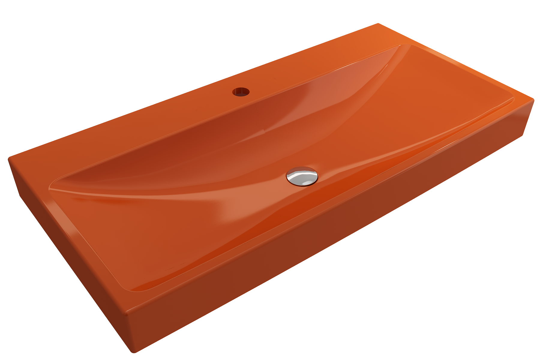 BOCCHI Scala 40" Rectangle Wallmount Fireclay Bathroom Sink, Orange, Single Faucet Hole, 1079-012-0126
