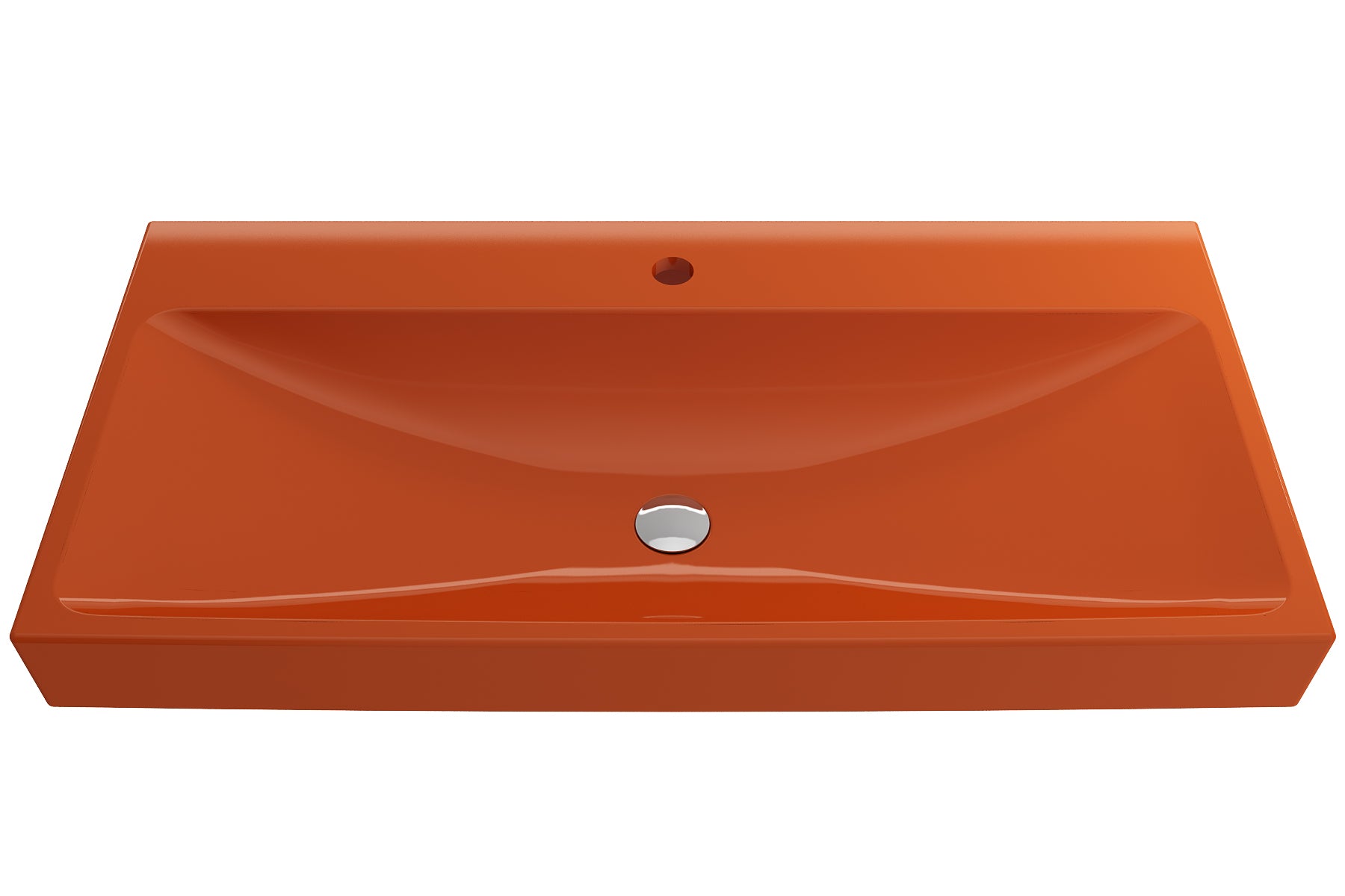 BOCCHI Scala 40" Rectangle Wallmount Fireclay Bathroom Sink, Orange, Single Faucet Hole, 1079-012-0126