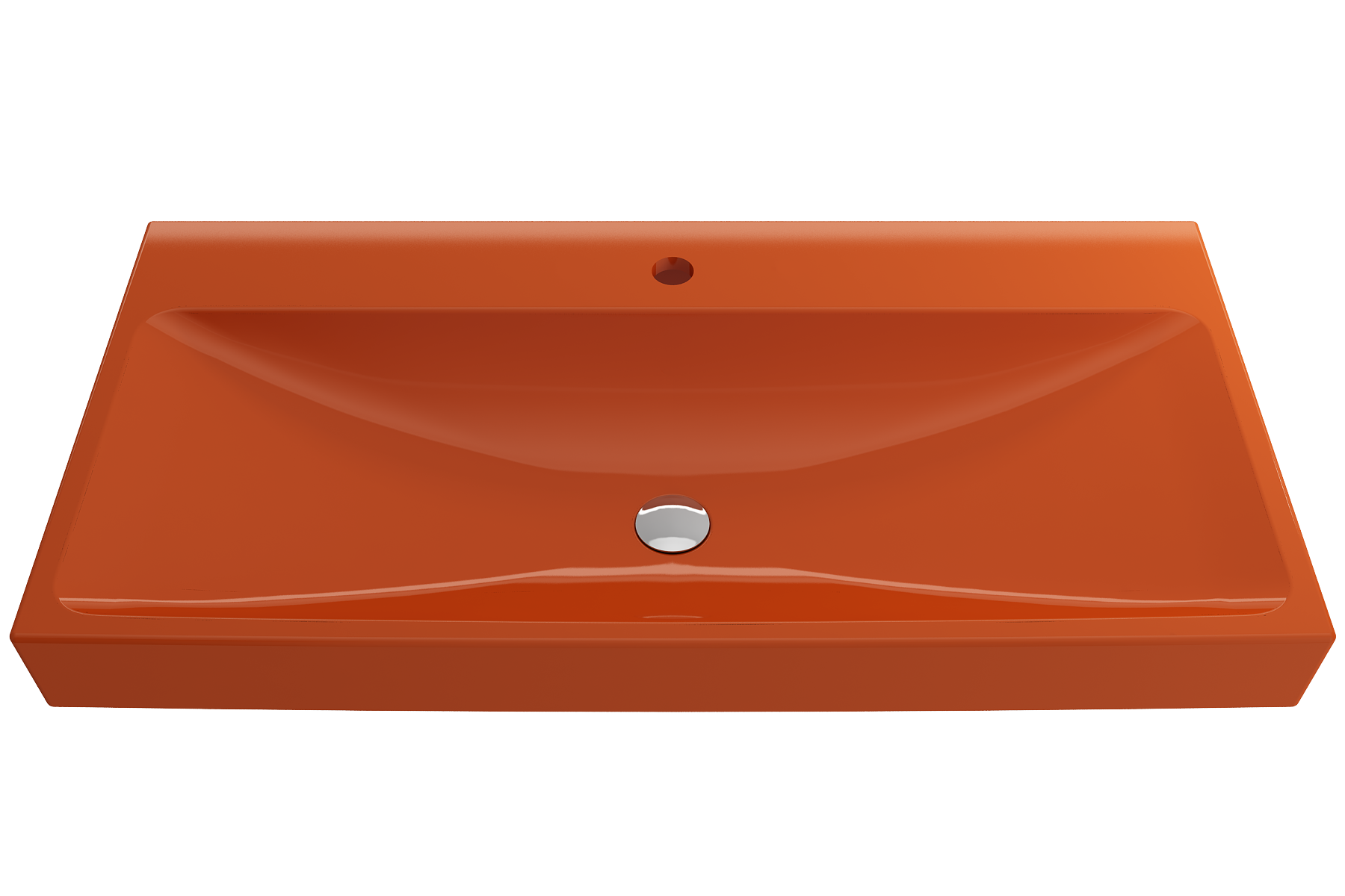 BOCCHI Scala 40" Rectangle Wallmount Fireclay Bathroom Sink, Orange, Single Faucet Hole, 1079-012-0126