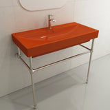 BOCCHI Scala 40" Rectangle Wallmount Fireclay Bathroom Sink, Orange, Single Faucet Hole, 1079-012-0126