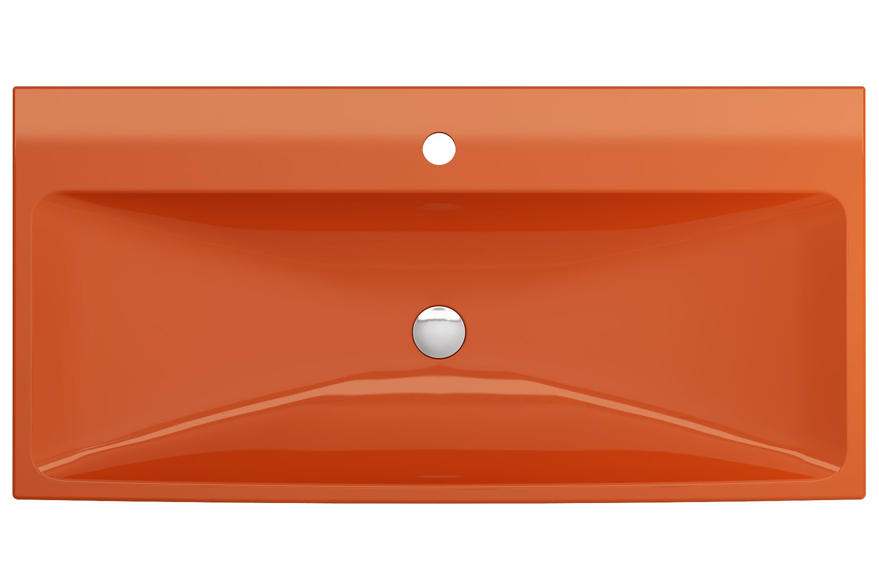 BOCCHI Scala 40" Rectangle Wallmount Fireclay Bathroom Sink, Orange, Single Faucet Hole, 1079-012-0126