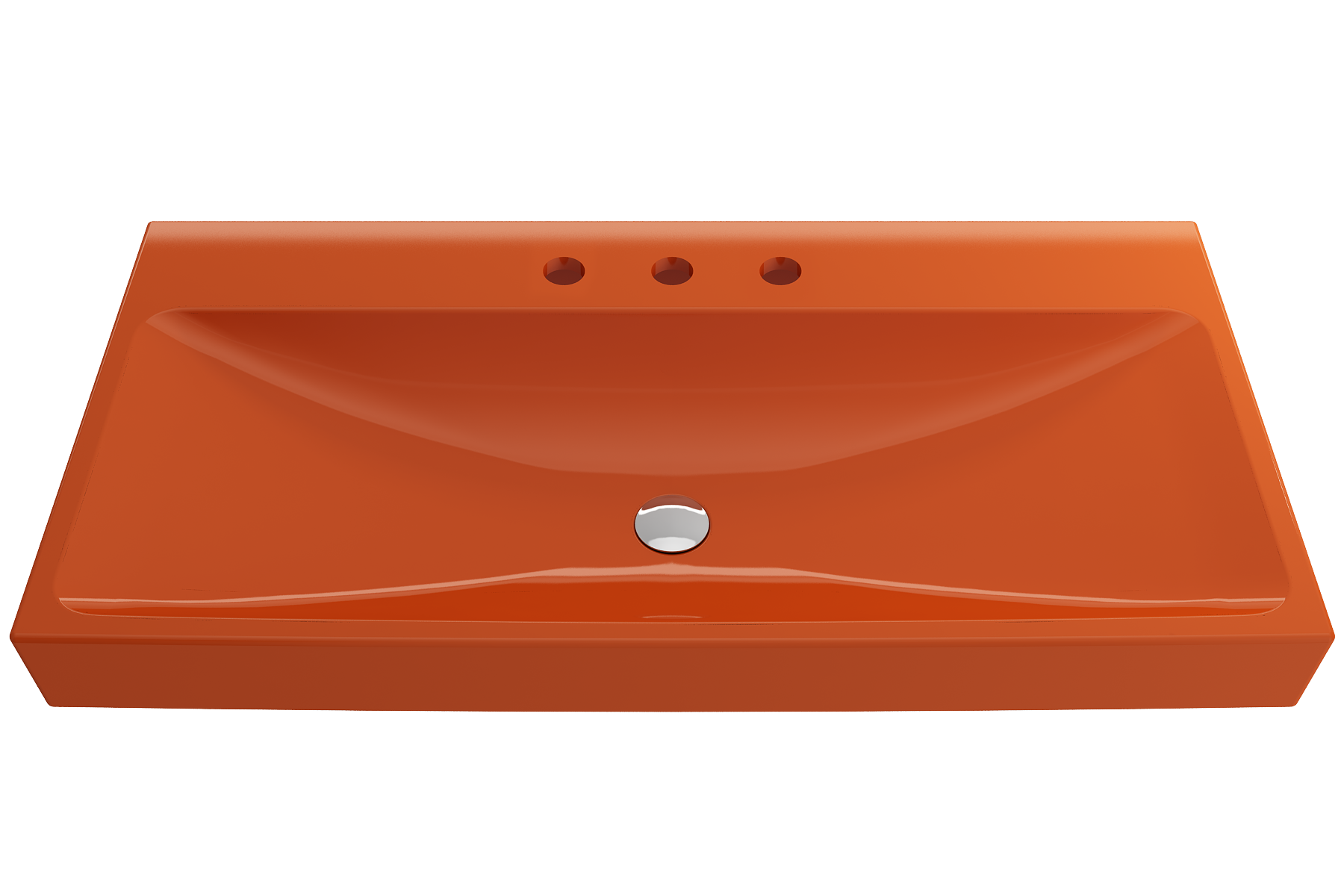 BOCCHI Scala 40" Rectangle Wallmount Fireclay Bathroom Sink, Orange, 3 Faucet Hole, 1079-012-0127