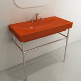 BOCCHI Scala 40" Rectangle Wallmount Fireclay Bathroom Sink, Orange, 3 Faucet Hole, 1079-012-0127