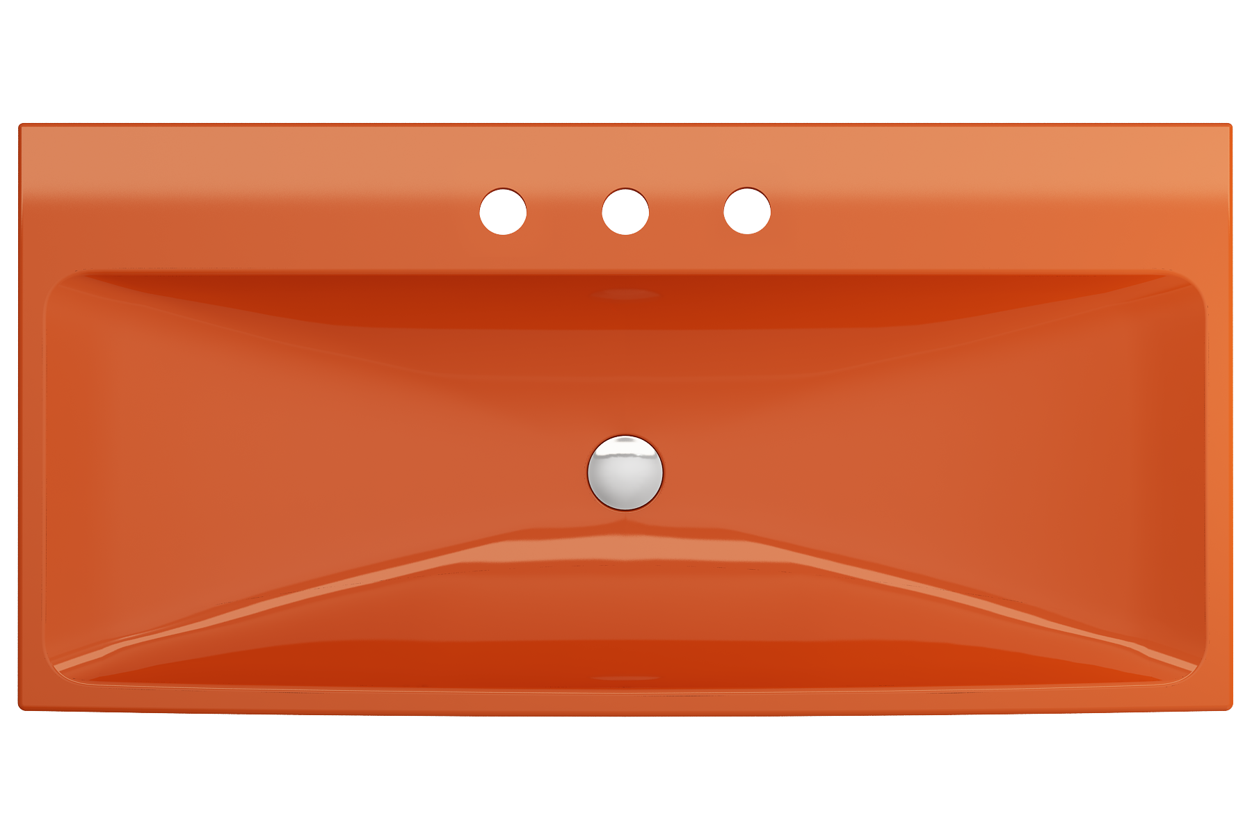 BOCCHI Scala 40" Rectangle Wallmount Fireclay Bathroom Sink, Orange, 3 Faucet Hole, 1079-012-0127
