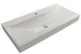 BOCCHI Scala 40" Rectangle Wallmount Fireclay Bathroom Sink, Biscuit, Single Faucet Hole, 1079-014-0126