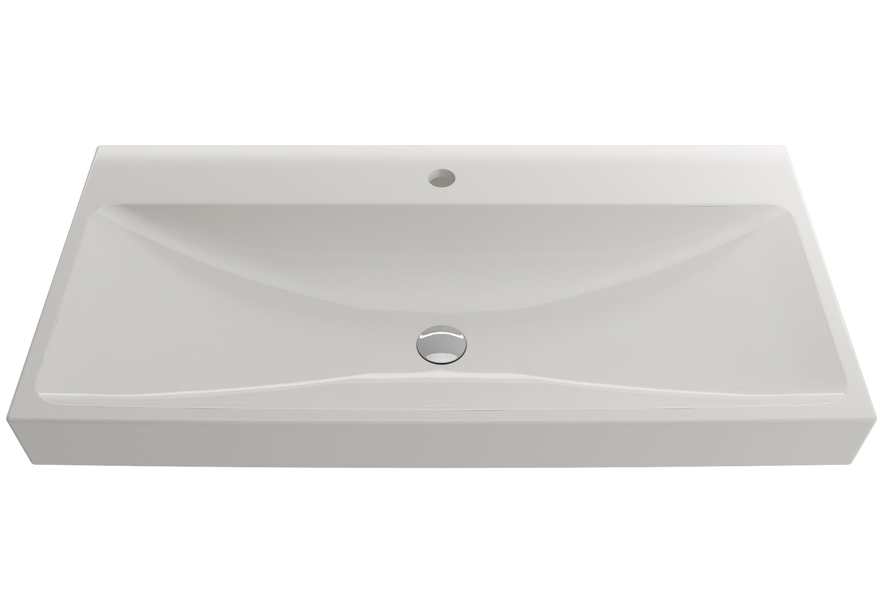 BOCCHI Scala 40" Rectangle Wallmount Fireclay Bathroom Sink, Biscuit, Single Faucet Hole, 1079-014-0126