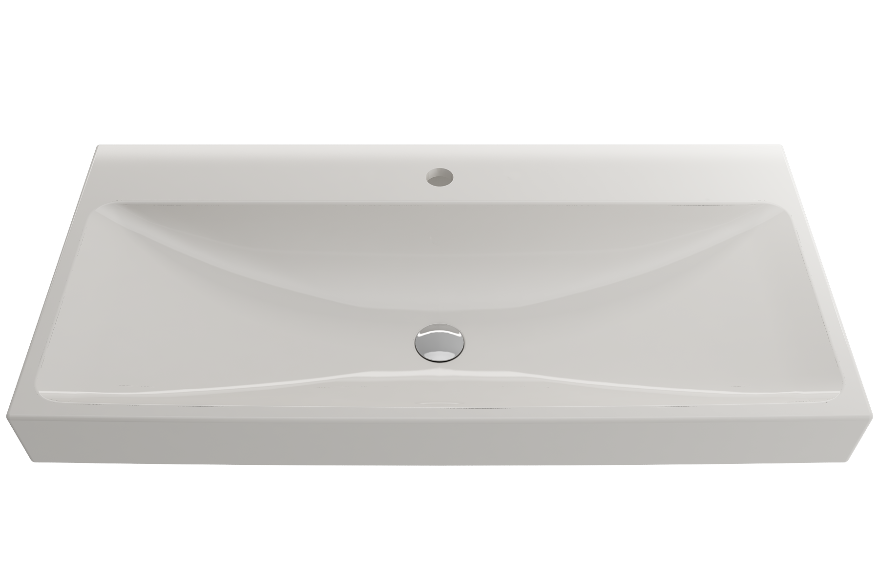 BOCCHI Scala 40" Rectangle Wallmount Fireclay Bathroom Sink, Biscuit, Single Faucet Hole, 1079-014-0126