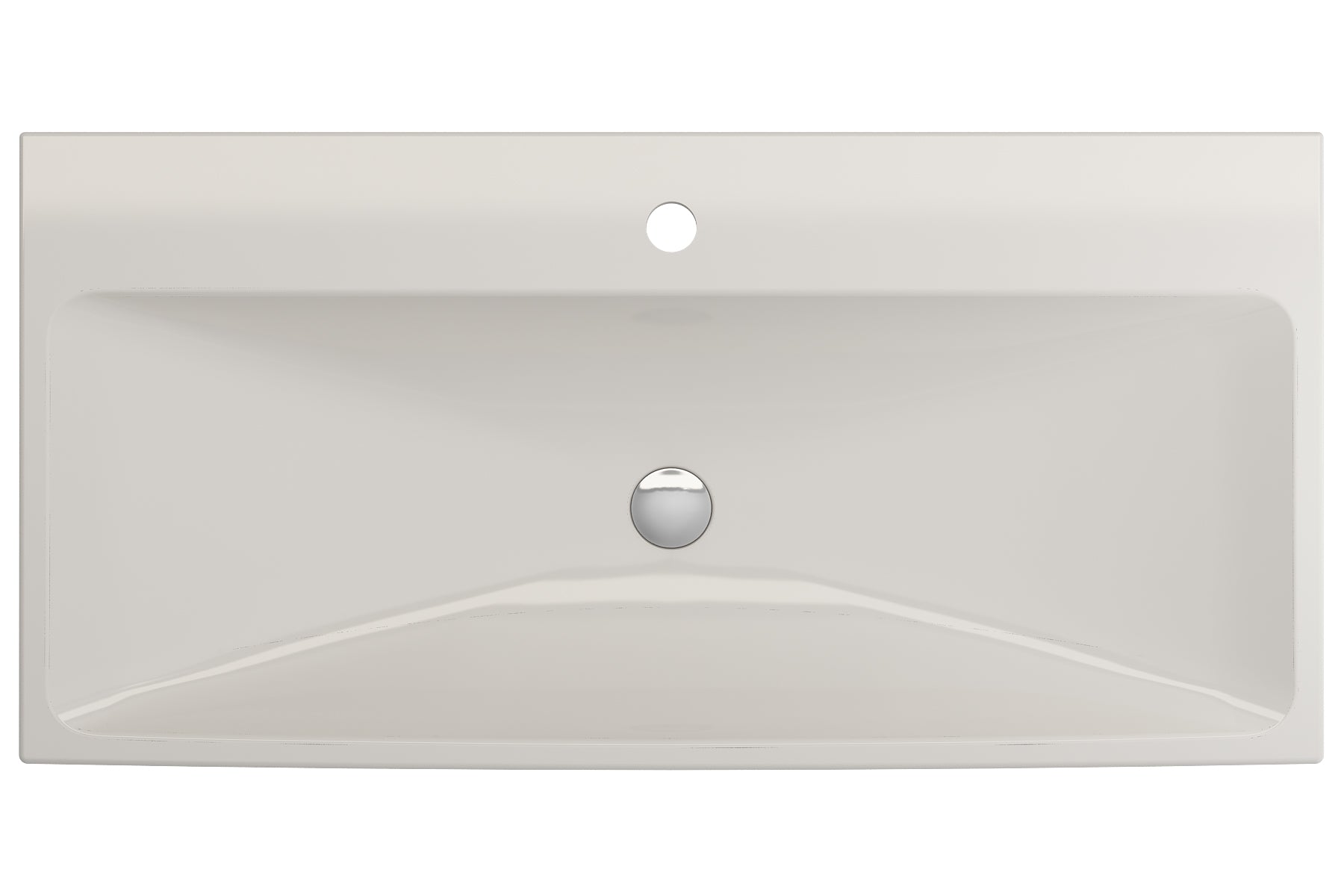 BOCCHI Scala 40" Rectangle Wallmount Fireclay Bathroom Sink, Biscuit, Single Faucet Hole, 1079-014-0126
