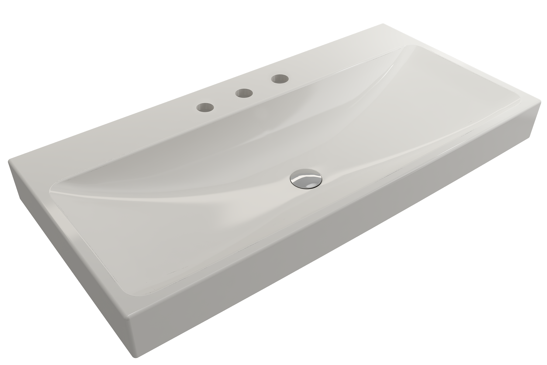 BOCCHI Scala 40" Rectangle Wallmount Fireclay Bathroom Sink, Biscuit, 3 Faucet Hole, 1079-014-0127