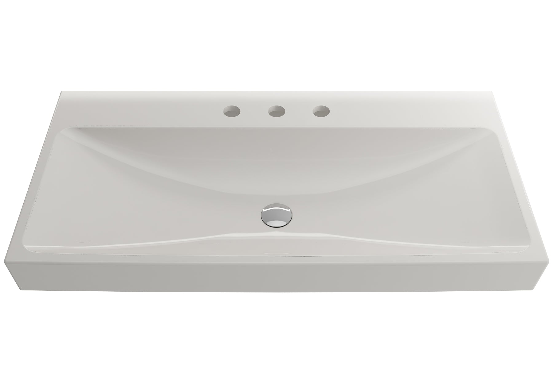 BOCCHI Scala 40" Rectangle Wallmount Fireclay Bathroom Sink, Biscuit, 3 Faucet Hole, 1079-014-0127