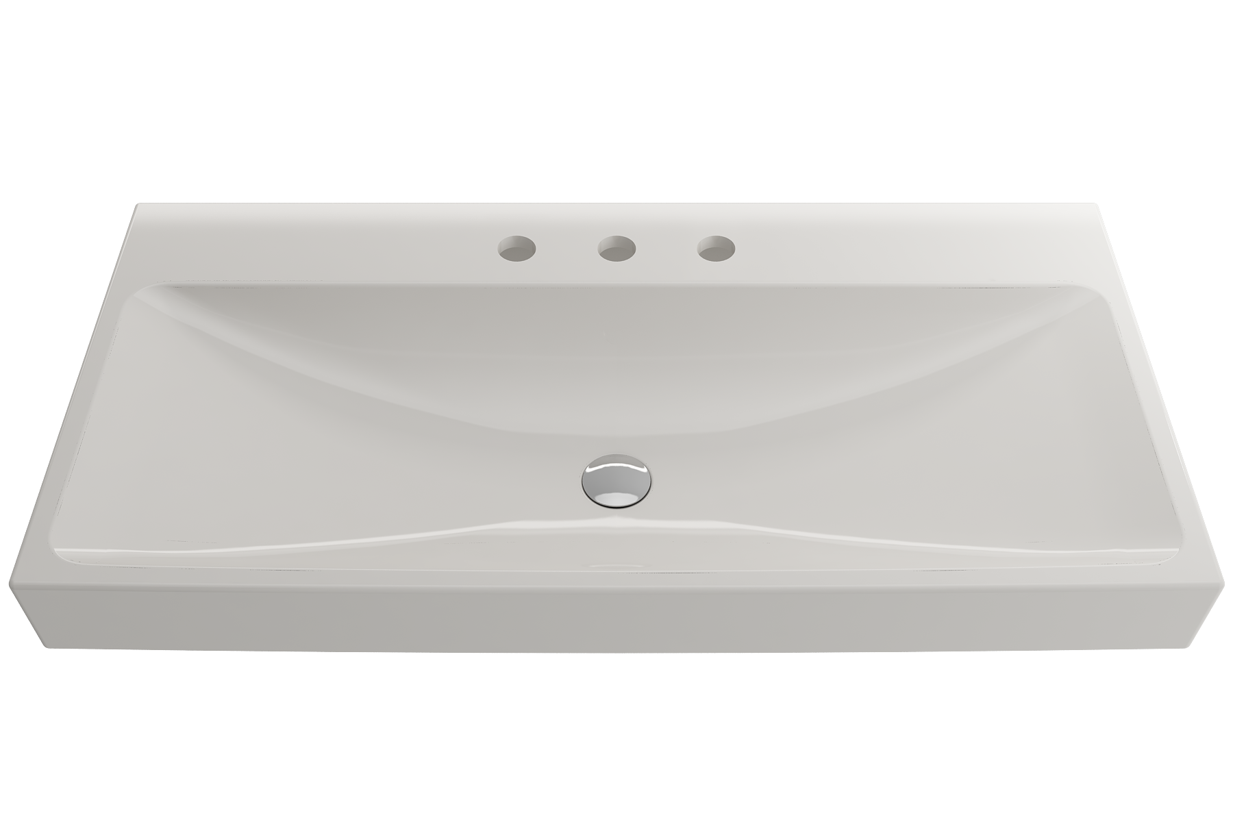 BOCCHI Scala 40" Rectangle Wallmount Fireclay Bathroom Sink, Biscuit, 3 Faucet Hole, 1079-014-0127