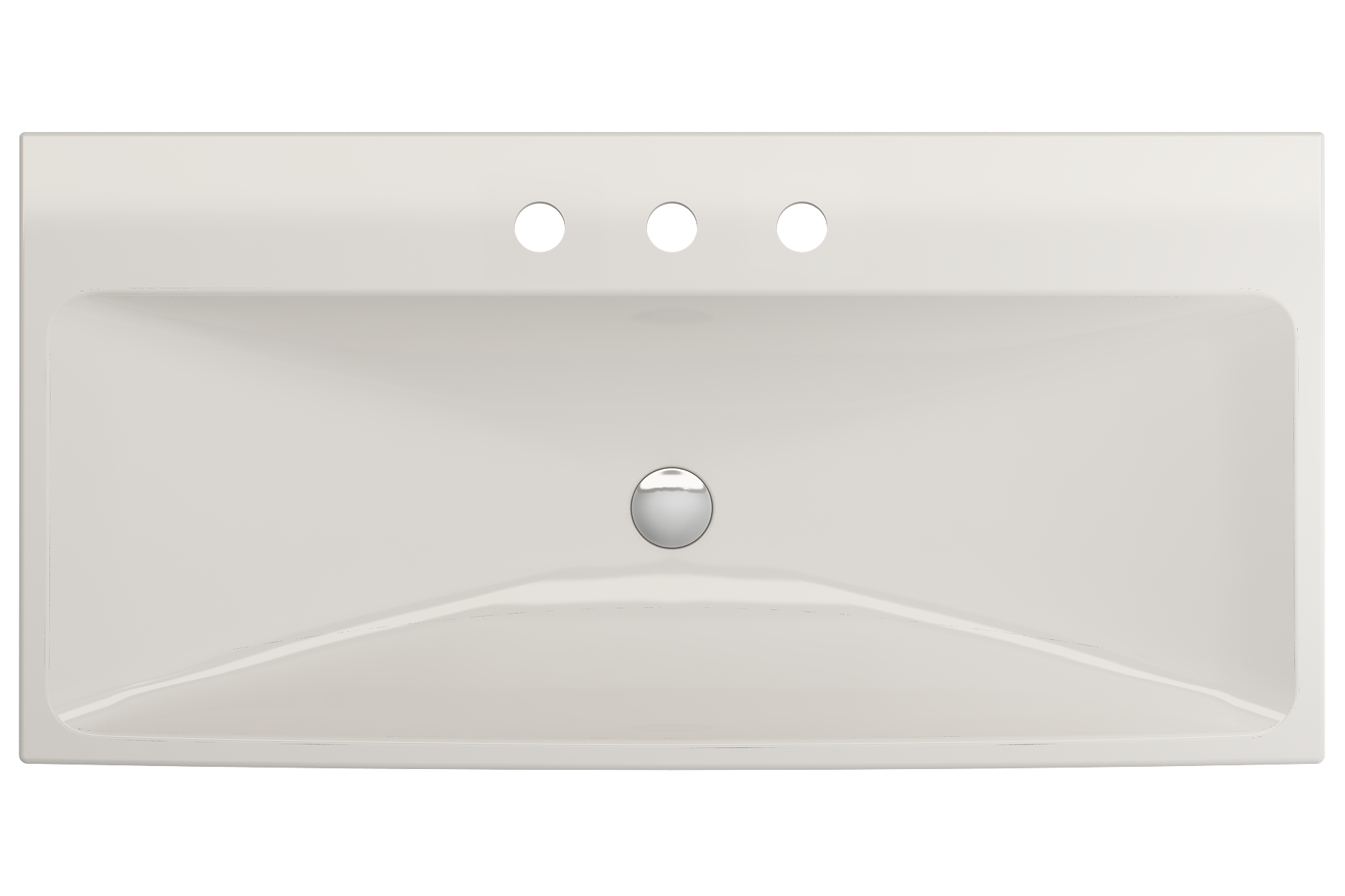 BOCCHI Scala 40" Rectangle Wallmount Fireclay Bathroom Sink, Biscuit, 3 Faucet Hole, 1079-014-0127