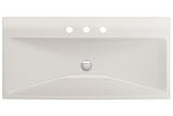 BOCCHI Scala 40" Rectangle Wallmount Fireclay Bathroom Sink, Biscuit, 3 Faucet Hole, 1079-014-0127