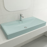 BOCCHI Scala 40" Rectangle Wallmount Fireclay Bathroom Sink, Matte Ice Blue, Single Faucet Hole, 1079-029-0126