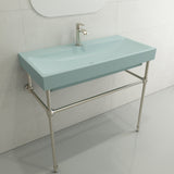 BOCCHI Scala 40" Rectangle Wallmount Fireclay Bathroom Sink, Matte Ice Blue, Single Faucet Hole, 1079-029-0126