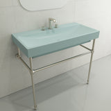 BOCCHI Scala 40" Rectangle Wallmount Fireclay Bathroom Sink, Matte Ice Blue, 3 Faucet Hole, 1079-029-0127