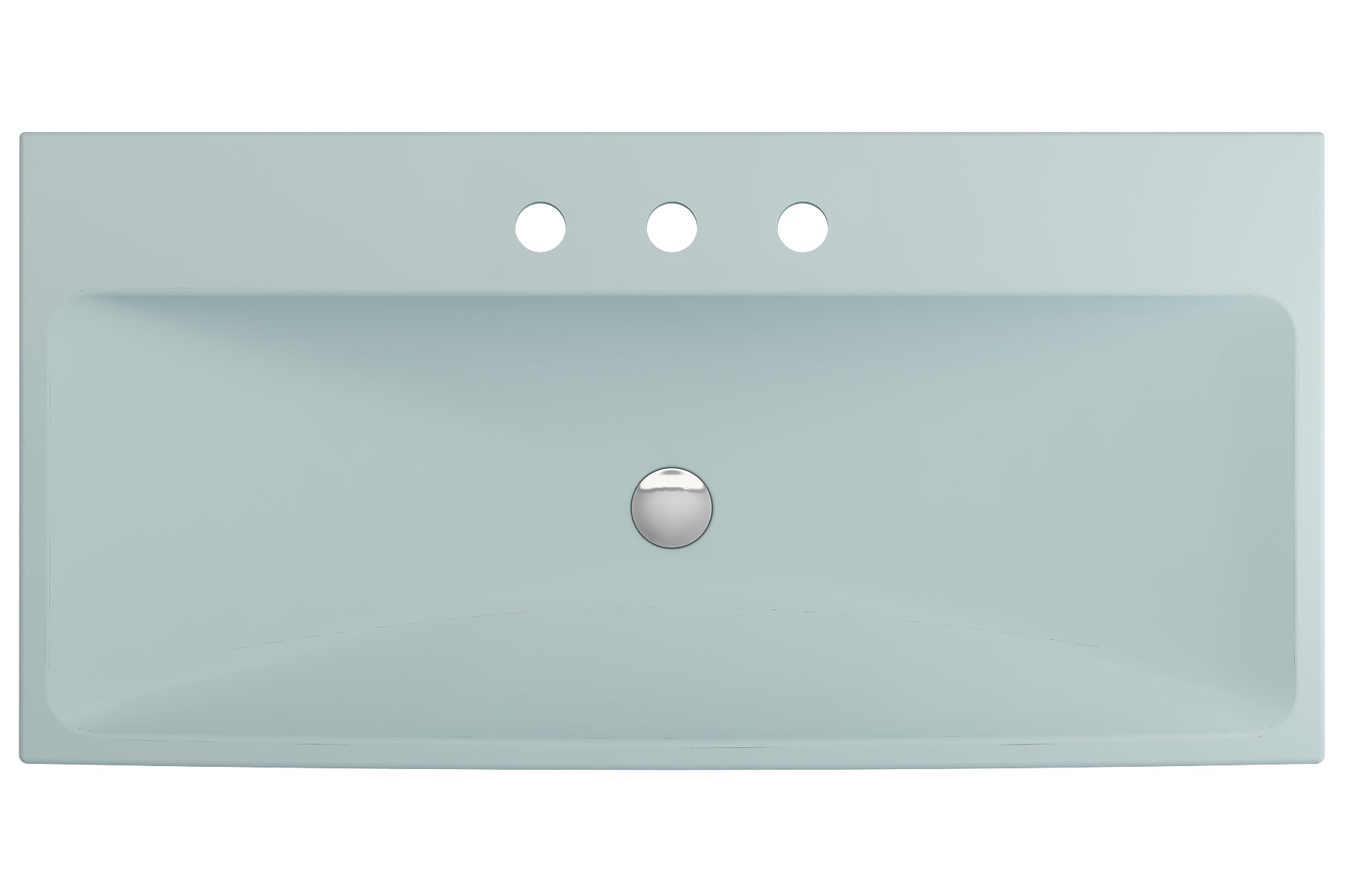 BOCCHI Scala 40" Rectangle Wallmount Fireclay Bathroom Sink, Matte Ice Blue, 3 Faucet Hole, 1079-029-0127