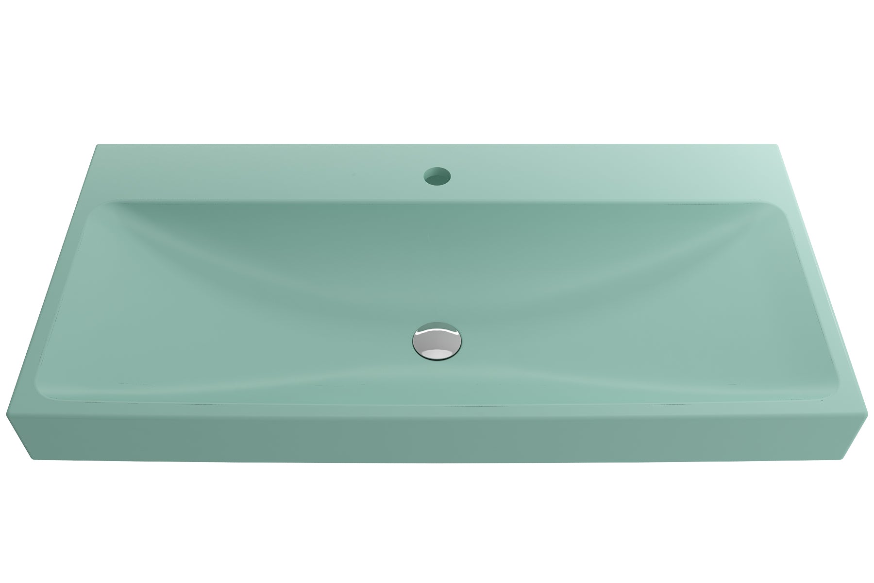 BOCCHI Scala 40" Rectangle Wallmount Fireclay Bathroom Sink, Matte Mint Green, Single Faucet Hole, 1079-033-0126