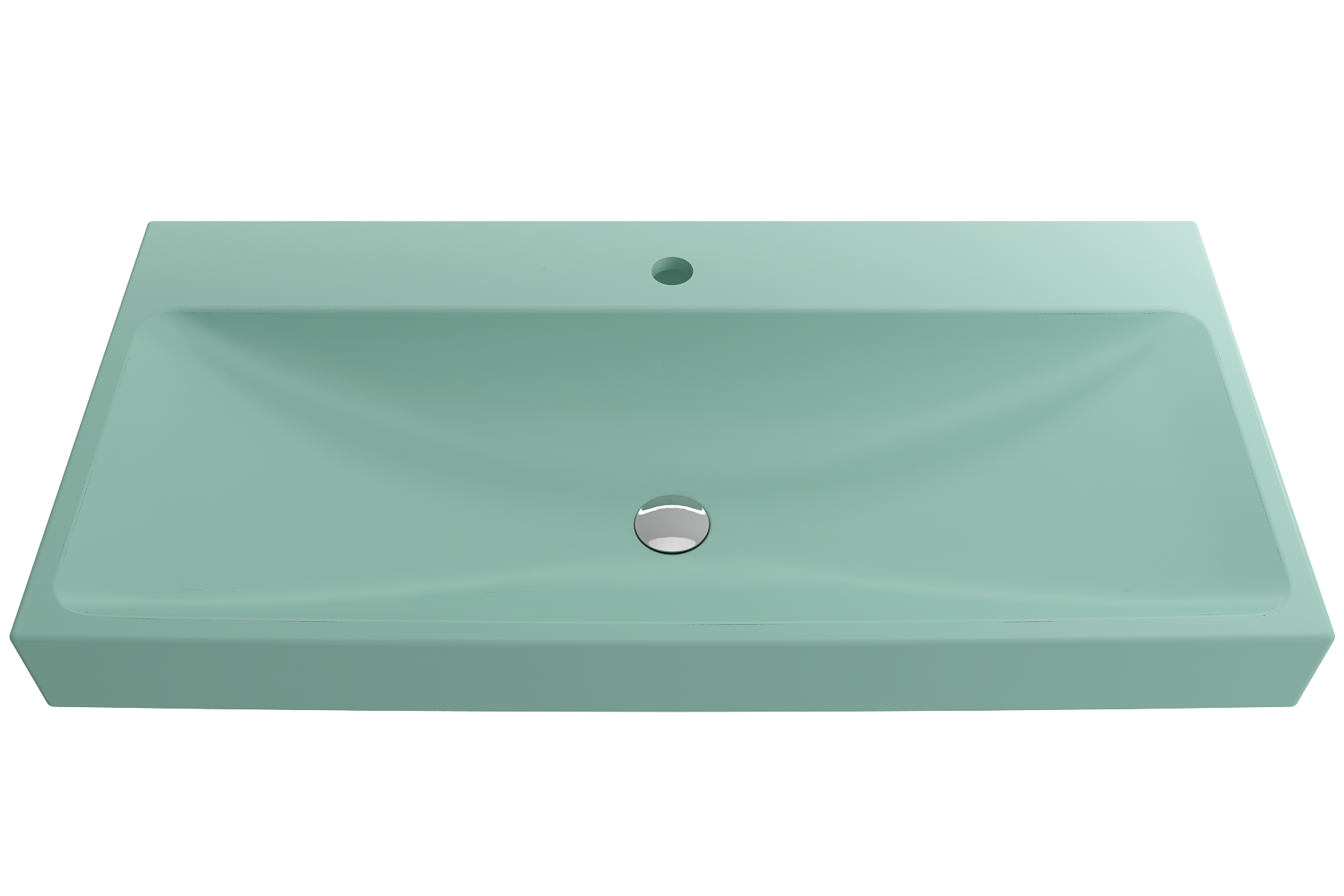 BOCCHI Scala 40" Rectangle Wallmount Fireclay Bathroom Sink, Matte Mint Green, Single Faucet Hole, 1079-033-0126