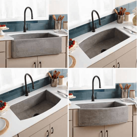 Native Trails Farmhouse Quartet 33" NativeStone Concrete Farmhouse Sink, Ash, NSKQ3320-A