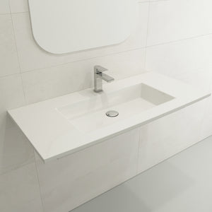 Alternate Image for BOCCHI Ravenna 41" Rectangle Wallmount Fireclay Bathroom Sink, White, Single Faucet Hole, 1105-001-0126