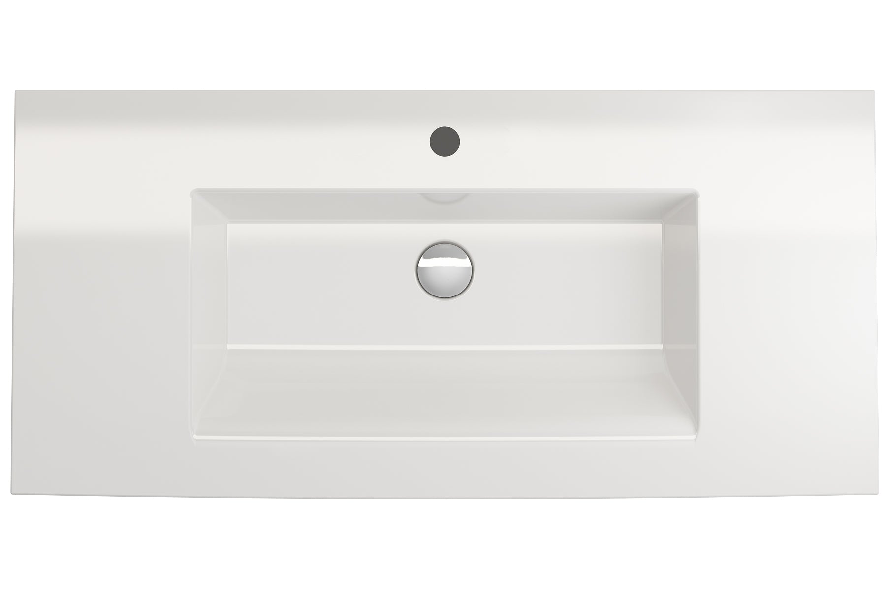 BOCCHI Ravenna 41" Rectangle Wallmount Fireclay Bathroom Sink, White, Single Faucet Hole, 1105-001-0126