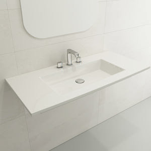 Alternate Image for BOCCHI Ravenna 41" Rectangle Wallmount Fireclay Bathroom Sink, White, 3 Faucet Hole, 1105-001-0127