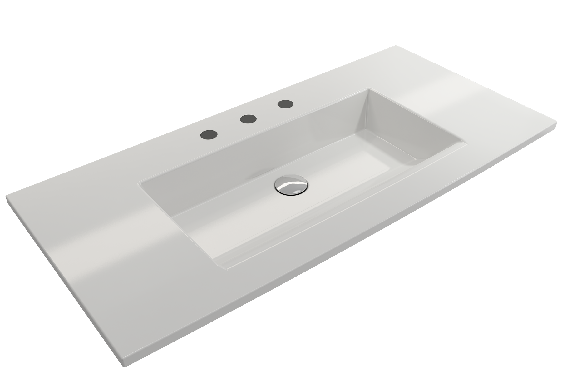 BOCCHI Ravenna 41" Rectangle Wallmount Fireclay Bathroom Sink, White, 3 Faucet Hole, 1105-001-0127