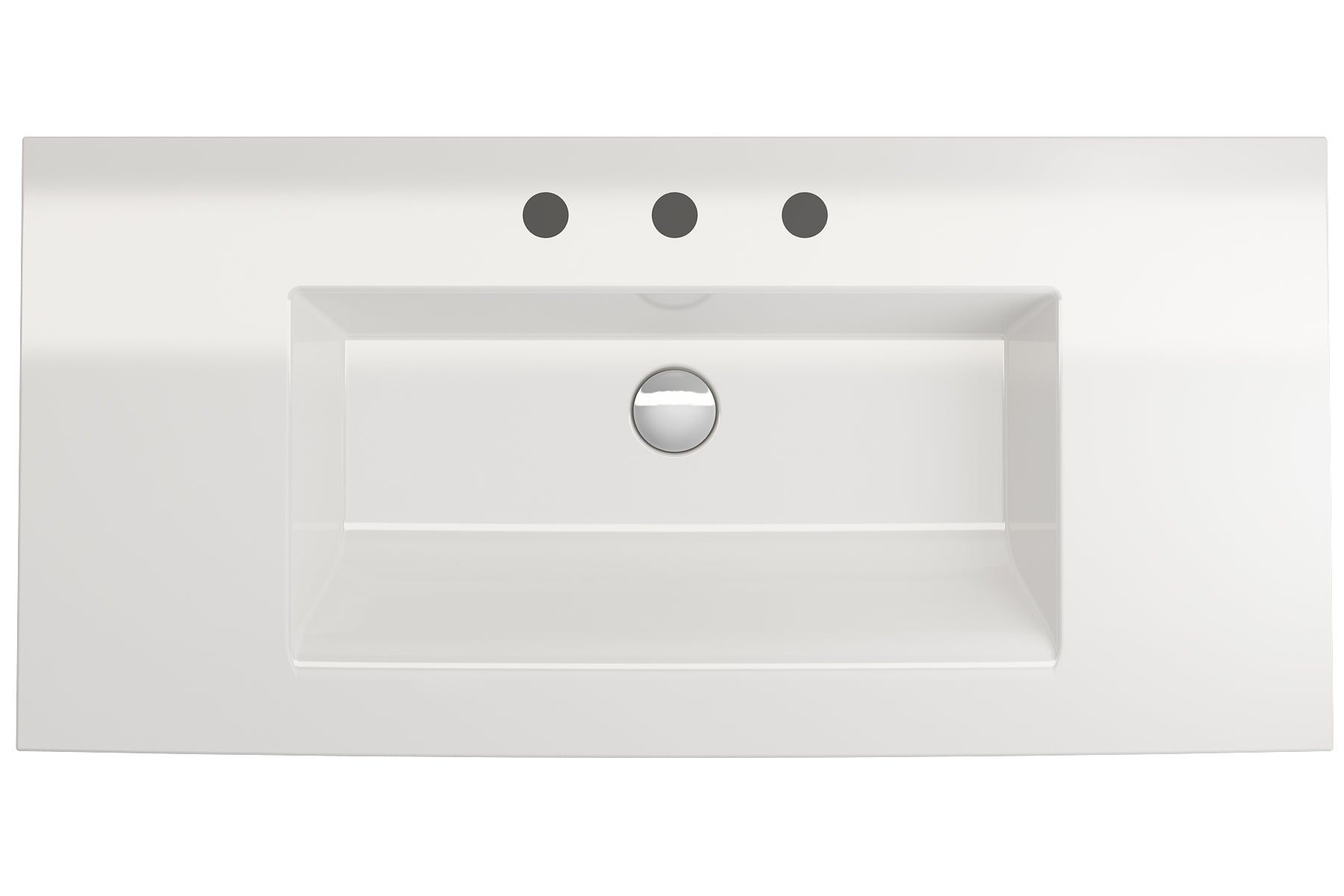 BOCCHI Ravenna 41" Rectangle Wallmount Fireclay Bathroom Sink, White, 3 Faucet Hole, 1105-001-0127