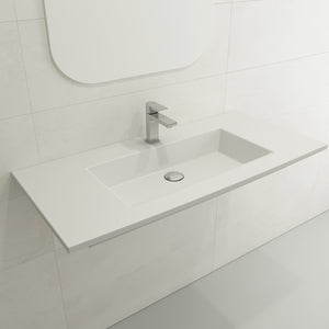 Alternate Image for BOCCHI Ravenna 41" Rectangle Wallmount Fireclay Bathroom Sink, Matte White, Single Faucet Hole, 1105-002-0126