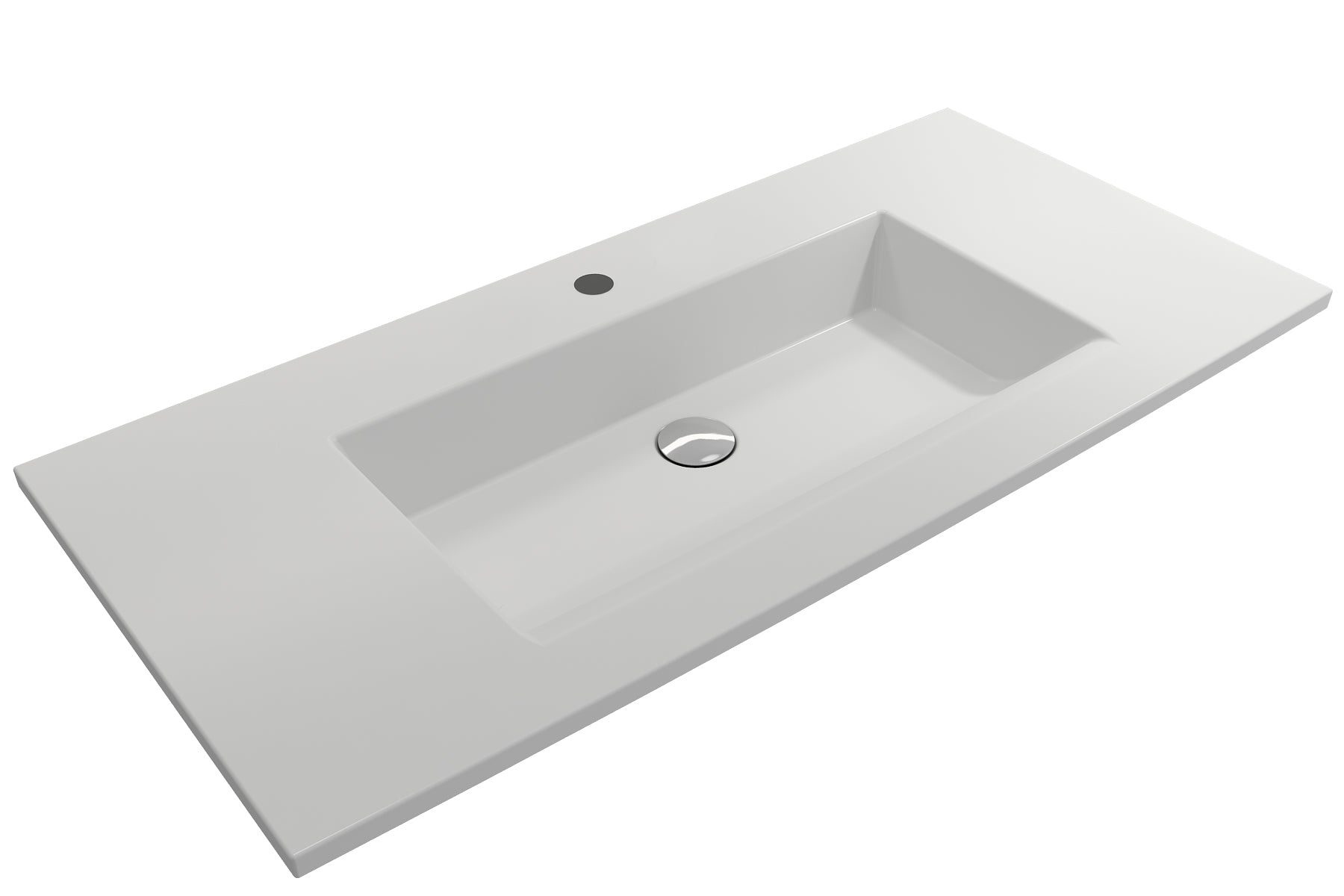 BOCCHI Ravenna 41" Rectangle Wallmount Fireclay Bathroom Sink, Matte White, Single Faucet Hole, 1105-002-0126