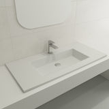 BOCCHI Ravenna 41" Rectangle Wallmount Fireclay Bathroom Sink, Matte White, Single Faucet Hole, 1105-002-0126