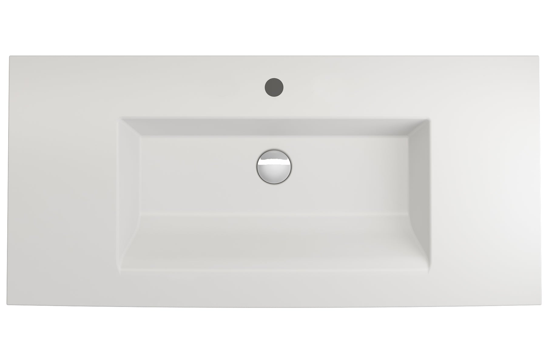 BOCCHI Ravenna 41" Rectangle Wallmount Fireclay Bathroom Sink, Matte White, Single Faucet Hole, 1105-002-0126