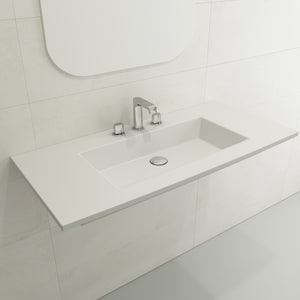 Alternate Image for BOCCHI Ravenna 41" Rectangle Wallmount Fireclay Bathroom Sink, Matte White, 3 Faucet Hole, 1105-002-0127